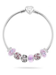 CHARM'S Srebrna bransoletka z charmsami rozmiar: onesize. Różowe bransoletki CHARM'S, z cyrkonią, srebrne. Za 695.99 zł.