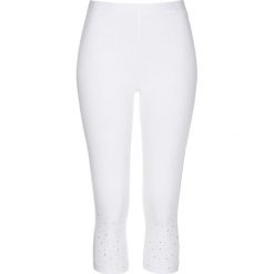 Legginsy rybaczki z połyskującymi kamieniami. Czarne legginsy bonprix, bez wzorów. Za 64.99 zł.