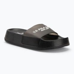 Klapki damskie U.S. Polo Assn. AMAMI009A. Czarne klapki U.S. Polo Assn., bez wzorów, z materiału, sportowe, bez obcasa, bez zapięcia. Za 99.99 zł.