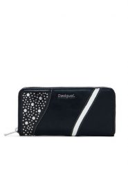 Desigual Portfel 25SAYP24 Czarny. Czarne portfele Desigual, bez wzorów, ze skóry. Za 199.99 zł.