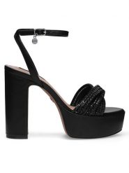 Nine West Sandały WFA2736-1 Czarny. Czarne sandały Nine West, bez wzorów, z syntetyku, bez obcasa, na słupku, bez zapięcia. Za 259.99 zł.