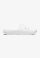 Klapki Dla Dorosłych Crocs Classic v2 Slide. Białe klapki Crocs, bez wzorów, z materiału, bez obcasa, bez zapięcia. Za 111.99 zł.
