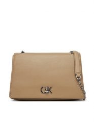 Calvin Klein Torebka Ck Medium Conv Chain Bag K60K612810 Beżowy. Brązowe kopertówki Calvin Klein, bez wzorów, ze skóry, wizytowe, bez dodatków. Za 379.99 zł.