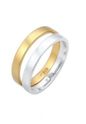 Elli Damski pierścionek Duo Duo Basic Classic Bi-Color w pozłacanym srebrze 925 Sterling Silver Pierścionki 1 ct. Szare pierścionki Elli, pozłacane. Za 293.99 zł.
