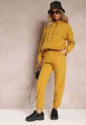 Żółty 2-częściowy Komplet Dresowy z Bluzą i Spodniami Maddeve. Żółte bluzy Renee, l, bez wzorów, z dresówki, z kapturem. Za 129.99 zł.