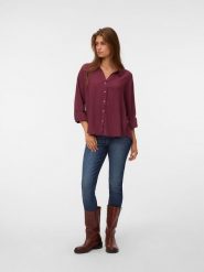 Vero Moda Koszula w kolorze bordowym rozmiar: M. Czerwone koszule Vero Moda, m, bez wzorów, z wiskozy, bez kołnierzyka, bez ramiączek. Za 104.95 zł.
