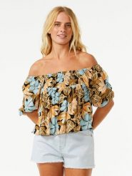 Rip Curl Bluzka w kolorze błękitno-jasnobrązowym rozmiar: S. Brązowe bluzki Rip Curl, s, bez wzorów, z wiskozy, bez kołnierzyka, bez ramiączek. Za 66.00 zł.