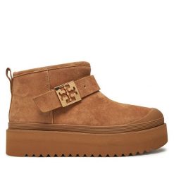 Botki Tory Burch. Brązowe botki Tory Burch, bez wzorów, bez obcasa, na płaskiej podeszwie, bez zapięcia. Za 1,299.00 zł.