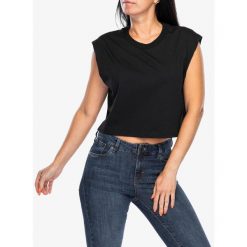 Top damski Ciele W-Ort Ank Cropped. Czarne topy CIELE ATHLETICS, bez wzorów, bez kołnierzyka, bez ramiączek. Za 99.99 zł.