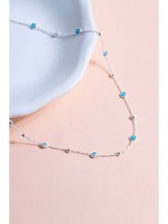 Heliophilia Srebrny naszyjnik z elementami ozdobnymi - dł. 42 cm rozmiar: onesize. Niebieskie naszyjniki Heliophilia, z materiału, z cyrkonią, srebrne. Za 86.99 zł.