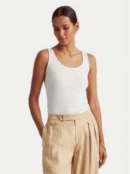 LAUREN RALPH LAUREN Top 200704777004 Biały Slim Fit. Białe topy Lauren Ralph Lauren, l, bez wzorów, z bawełny, bez kołnierzyka, bez ramiączek. Za 219.99 zł.