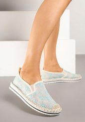 Niebieskie Espadryle z Ozdobną Plecionką Eranoria. Niebieskie espadryle Renee, bez wzorów, eleganckie, bez obcasa, na płaskiej podeszwie. W wyprzedaży za 47.99 zł.