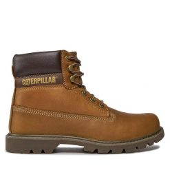 Trapery CATerpillar. Brązowe traperki Caterpillar, bez wzorów, bez obcasa, bez zapięcia. Za 699.99 zł.