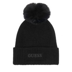 Czapka Guess. Czarne czapki zimowe Guess, z aplikacjami. Za 154.99 zł.