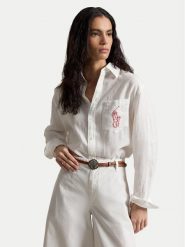 Polo Ralph Lauren Koszula 211A12786003 Biały Oversize. Białe koszule Polo Ralph Lauren, xl, bez wzorów, ze lnu, bez kołnierzyka, bez ramiączek. Za 859.99 zł.