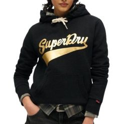 Bluza damska z kapturem Superdry Super Athletics. Czarne bluzy z kapturem Superdry, l, bez wzorów, z kapturem. Za 337.80 zł.