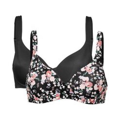 Cellbes Biustonosz Sara 2 Pack w kwiaty czarny female ze wzorem/czarny 70A. Czarne biustonosze sportowe Cellbes, bez wzorów. Za 159.00 zł.