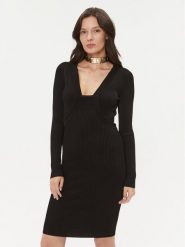 Marciano Guess Sukienka dzianinowa 3BGK0V 5224Z Czarny Regular Fit. Czarne sukienki Marciano Guess, z aplikacjami, z dzianiny, bez kołnierzyka, bez ramiączek. Za 499.99 zł.