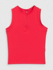 4F Crop-top slim damski - czerwony S. Czerwone topy 4f, s, bez wzorów, z dzianiny, sportowe, bez kołnierzyka, bez ramiączek. W wyprzedaży za 49.99 zł.