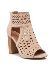 DeeZee Sandały WS2011-02 Beżowy. Brązowe sandały DeeZee, bez wzorów, z materiału, bez obcasa, na słupku, bez zapięcia. Za 159.99 zł.