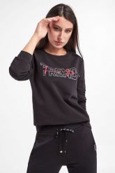 Bluza damska LIU JO. Czarne bluzy Liu Jo, xl, bez wzorów, z bawełny, bez kaptura. W wyprzedaży za 293.40 zł.