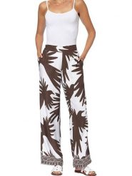 Heine Spodnie w kolorze biało-brązowym rozmiar: 50. Białe spodnie materiałowe Heine, bez wzorów, z materiału. Za 148.26 zł.