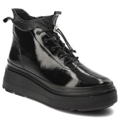 Czarne Botki Bombonella Stylowe Obuwie Damskie Na Platformie. Czarne botki Bombonella, bez wzorów, z materiału, eleganckie, bez obcasa, na platformie, bez zapięcia. Za 359.00 zł.