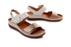 Pikolinos CADAQUES W8K-0555C1 NATA, sandały damskie. Brązowe sandały Pikolinos, bez wzorów, ze skóry, bez obcasa, na koturnie, bez zapięcia. Za 544.90 zł.