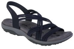 Buty do chodzenia damskie Skechers Reggae Slim Simply Stretch Sandals. Niebieskie buty trekkingowe Skechers, bez wzorów, z materiału, bez zapięcia, trekkingowe. Za 229.99 zł.