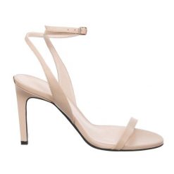 CALVIN KLEIN sandały damskie ze skóry naturalnej, beżowe. Brązowe sandały Calvin Klein, bez wzorów, z materiału, eleganckie, bez obcasa, na obcasie, bez zapięcia. Za 489.99 zł.