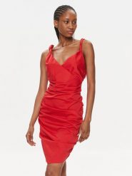Pinko Sukienka koktajlowa Afrodite 103080 A1KH Czerwony Slim Fit. Czerwone sukienki Pinko, bez wzorów, z bawełny, wizytowe, bez kołnierzyka, bez ramiączek. Za 659.99 zł.