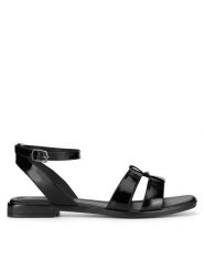 Lasocki Sandały WI16-MENA-25 Czarny. Czarne sandały Lasocki, bez wzorów, z lakierowanej skóry, bez obcasa, na płaskiej podeszwie, bez zapięcia. Za 149.99 zł.