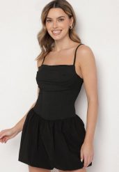 Czarna Gorsetowa Sukienka Bombka z Wiskozą i Podszewką Szortami Redine. Czarne sukienki Born2be, m, bez wzorów, z wiskozy, eleganckie, bez kołnierzyka, bez ramiączek, mini, bombki. W wyprzedaży za 84.99 zł.