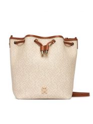 Tommy Hilfiger Torebka Th Monoplay Bucket Le AW0AW18847 Beżowy. Brązowe torebki klasyczne Tommy Hilfiger, bez wzorów, ze skóry, bez dodatków. Za 699.99 zł.