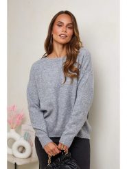 Soft Cashmere Sweter w kolorze szarym rozmiar: 38/40. Szare swetry Soft Cashmere, bez wzorów, klasyczne, bez ramiączek. Za 174.43 zł.