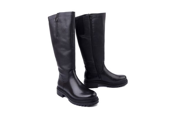 RIEKER Y3154-00 black, kozaki damskie. Czarne kozaki Rieker, bez wzorów, bez obcasa, na obcasie, bez zapięcia. Za 399.42 zł.