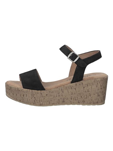 S.Oliver Skórzane sandały w kolorze brązowym na koturnie rozmiar: 40. Brązowe sandały S.Oliver, bez wzorów, z otwartym noskiem, bez obcasa, na koturnie, bez zapięcia. Za 123.53 zł.