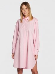 Tommy Hilfiger Sukienka koszulowa Solid WW0WW37102 Różowy Oversize. Czerwone sukienki Tommy Hilfiger, bez wzorów, z bawełny, bez kołnierzyka, bez ramiączek, koszulowe. Za 659.99 zł.