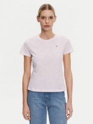 Tommy Hilfiger T-Shirt Slub WW0WW44433 Różowy Slim Fit. Czerwone t-shirty Tommy Hilfiger, l, bez wzorów, z bawełny, bez kołnierzyka, bez ramiączek. Za 169.99 zł.