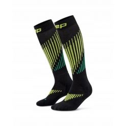 Długie skarpety kompresyjne dla kobiet z wełną Merino Core Run CEP. Czarne skarpetki CEP, bez wzorów, z elastanu. Za 199.00 zł.
