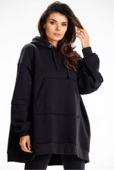 Bluza damska oversize z kapturem bawełna premium czarna. Czarne bluzy Infinite You, l, z aplikacjami, z bawełny, eleganckie, bez ramiączek, z kapturem. Za 299.00 zł.