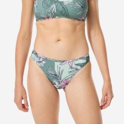 Dół kostiumu kąpielowego damski Decathlon Nina Basic. Brązowe bikini Decathlon, bez wzorów, z elastanu, klasyczne. Za 39.99 zł.