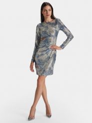 Swing Sukienka koktajlowa 5AG11700 Niebieski Slim Fit. Niebieskie sukienki Swing, bez wzorów, z syntetyku, wizytowe, bez kołnierzyka, bez ramiączek. Za 449.99 zł.