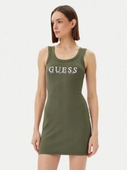 Guess Sukienka codzienna V5GK06 K8RT2 Zielony Slim Fit. Zielone sukienki Guess, na co dzień, xs, z aplikacjami, z wiskozy, bez kołnierzyka, bez ramiączek, proste. Za 179.99 zł.