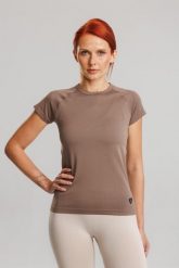 Koszulka treningowa bezszwowa damska z krótkim rękawem Arizona. Czerwone t-shirty sportowe Make Us Strong, l, bez wzorów, z materiału, bez ramiączek, na fitness i siłownię. Za 109.99 zł.