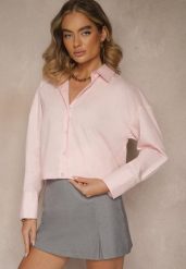 Różowa Casualowa Koszula z Bawełny Naliraella. Czerwone koszule Renee, l, bez wzorów, z bawełny, bez kołnierzyka, bez ramiączek. W wyprzedaży za 76.99 zł.