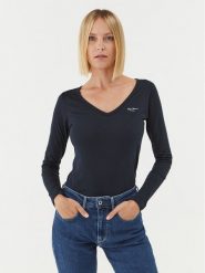 Pepe Jeans Bluzka Corine PL505306 Granatowy Regular Fit. Niebieskie bluzki Pepe Jeans, s, bez wzorów, z bawełny, bez kołnierzyka, bez ramiączek. Za 79.99 zł.