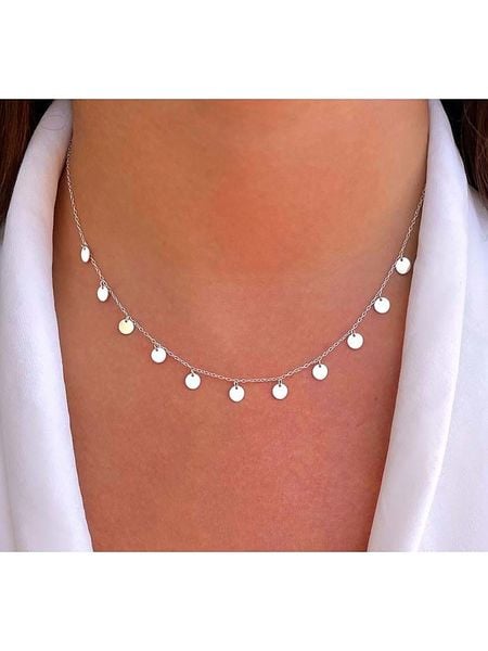 DI GIORGIO Srebrny naszyjnik z elementami ozdobnym - dł. 38 cm rozmiar: onesize. Szare naszyjniki DI GIORGIO, z materiału, srebrne. Za 135.17 zł.