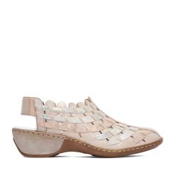 Sandały Rieker. Brązowe sandały Rieker, bez wzorów, bez obcasa, na koturnie, bez zapięcia. Za 349.99 zł.