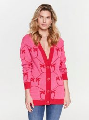 Pinko Kardigan Adelphi 100303 Y7VF Różowy Regular Fit. Czerwone swetry Pinko, s, bez wzorów, z bawełny, bez ramiączek. Za 2,009.00 zł.
